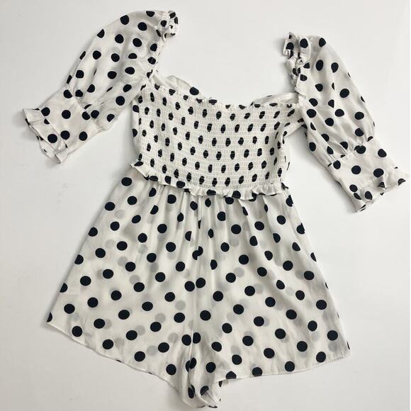 For Love and Lemons Lexington Polka Dot Romper Sz. S Black White Shorts Festival - Picture 3 of 7